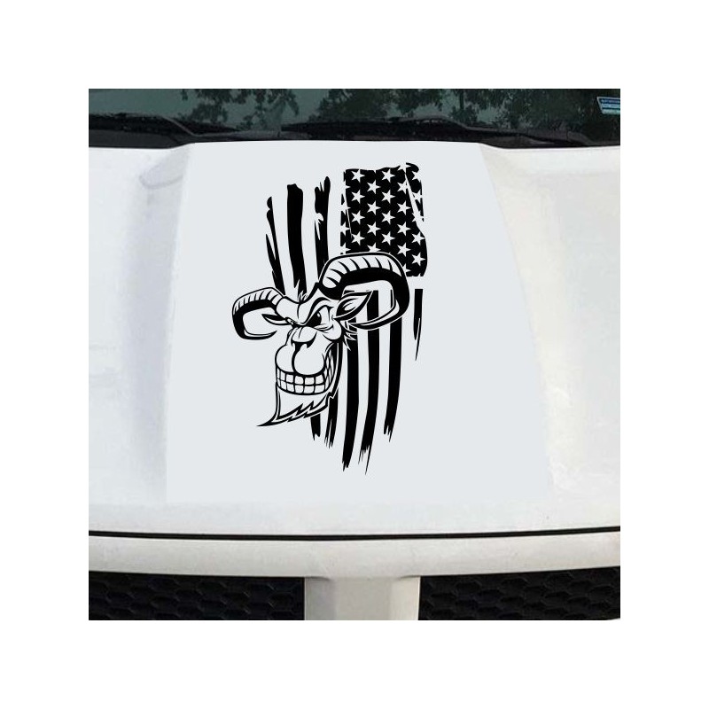 Aufkleber Pick UP Dodge Gelände Offroad Widder RAM Dekor Streifen Amerikanische Flagge Amerika BIG WHEEL Viper