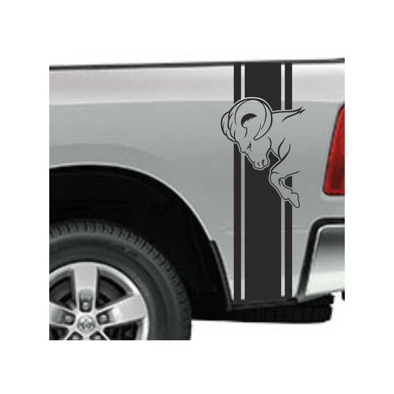 Aufkleber Pick UP Dodge Gelände Offroad Widder RAM Dekor Streifen Amerikanische Flagge Amerika BIG WHEEL Viper Seitenstreifen
