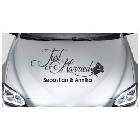 Just Married HOCHZEIT Rose + Wunschnamen Herz Liebe Romantik 38