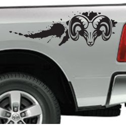 Aufkleber Pick UP Dodge Gelände Offroad Widder RAM Dekor Streifen Amerikanische Flagge Amerika BIG WHEEL Viper Seitenstreifen