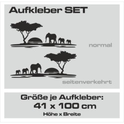 Aufkleber SET Offroad 4x4 Afrika Safari Rally Rennen Elefant Sonnenuntergang Dekor Auto 11