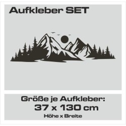 Aufkleber SET Offroad 4x4 Berge Landschaft Wald Tanne Panorama Mond Möwe Auto 56