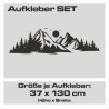 Aufkleber SET Offroad 4x4 Berge Landschaft Wald Tanne Panorama Mond Möwe Auto 56