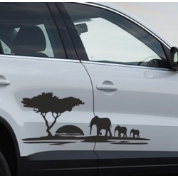 Aufkleber SET Offroad 4x4 Afrika Safari Rally Rennen Elefant Sonnenuntergang Dekor Auto 11