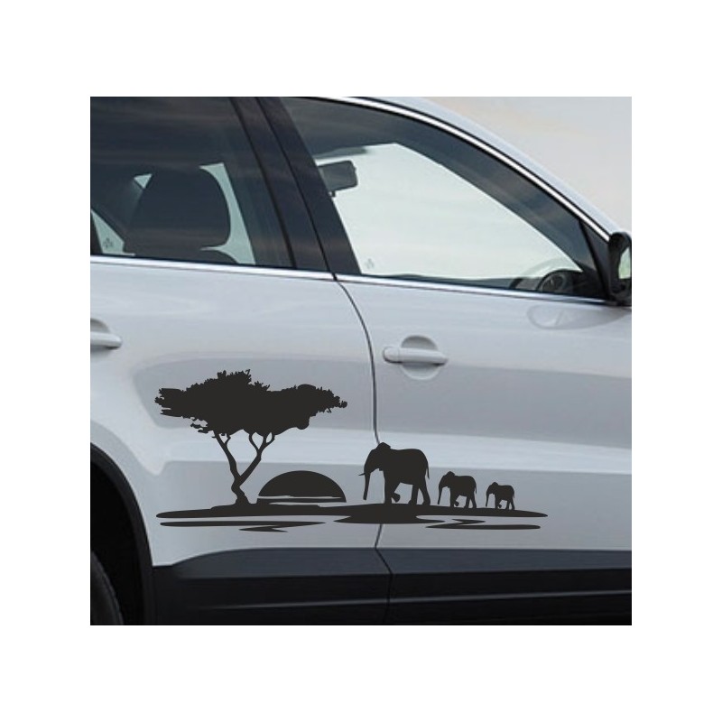 Aufkleber SET Offroad 4x4 Afrika Safari Rally Rennen Elefant Sonnenuntergang Dekor Auto 11