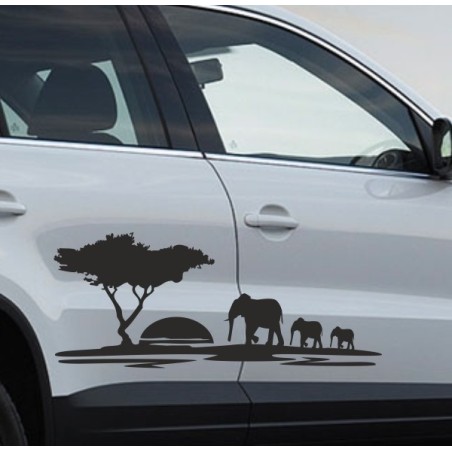 Aufkleber SET Offroad 4x4 Afrika Safari Rally Rennen Elefant Sonnenuntergang Dekor Auto 11