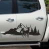 Aufkleber SET Offroad 4x4 Berge Landschaft Wald Tanne Panorama Hirsch Jäger Geweih Auto 57