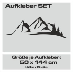Aufkleber SET Offroad 4x4 Berge Landschaft Wald Tanne Panorama Auto 58