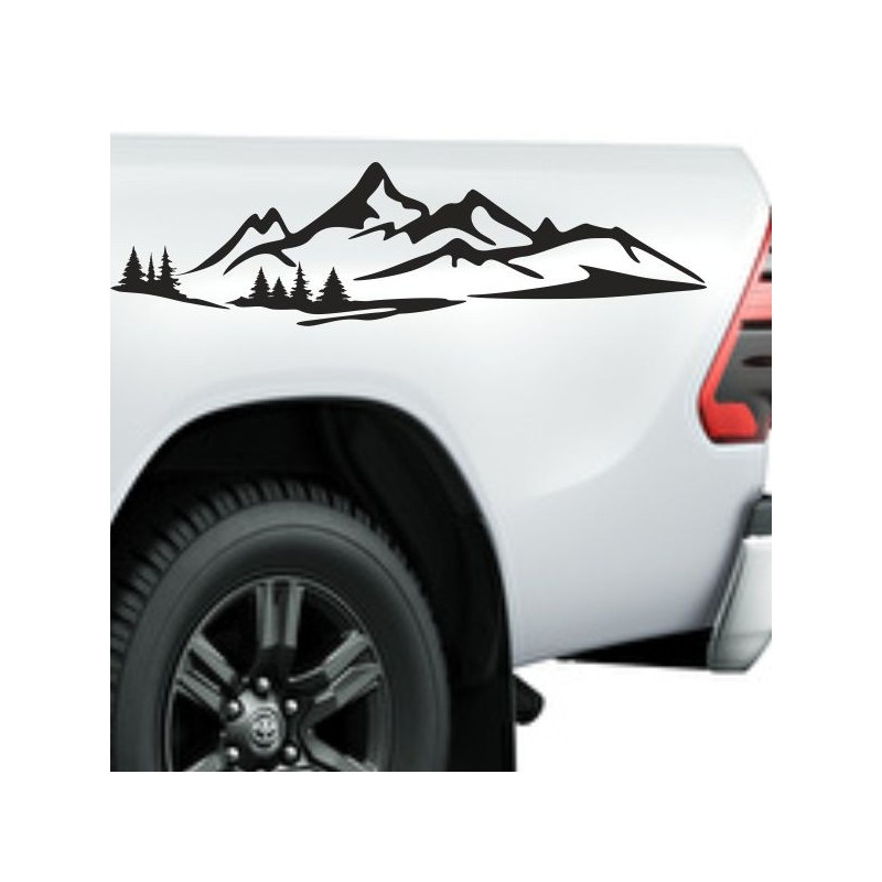 Aufkleber SET Offroad 4x4 Berge Landschaft Wald Tanne Panorama Auto 59