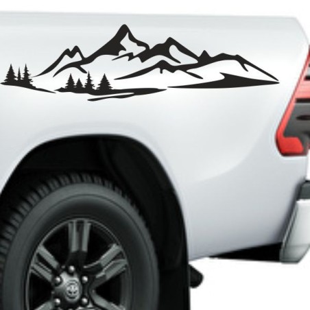 Aufkleber SET Offroad 4x4 Berge Landschaft Wald Tanne Panorama Auto 59