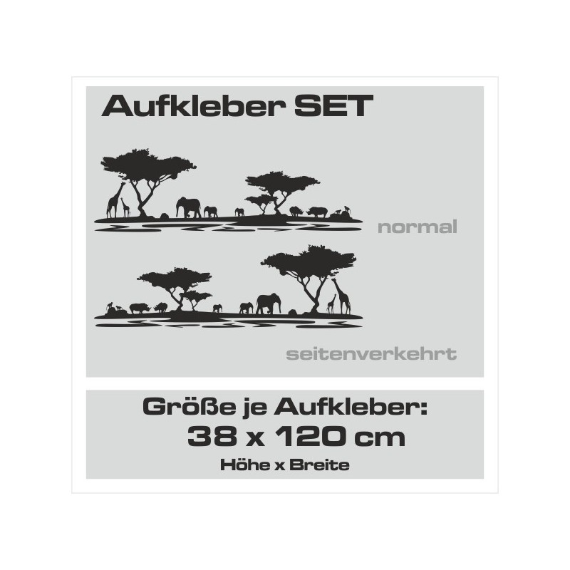 Aufkleber SET Offroad 4x4 Afrika Safari Rally Giraffe Affe Elefant Sonnenuntergang Dekor Auto 12