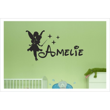 Kinder Wandaufkleber Wandtattoo Aufkleber Fee Elfe Sterne 70 + Wunschname
