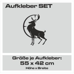 Aufkleber SET Offroad 4x4 Hirsch Geweih Jagt Jäger Ziel Wild Auto 65