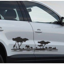 Aufkleber SET Offroad 4x4 Afrika Safari Rally Giraffe Affe Elefant Sonnenuntergang Dekor Auto 12