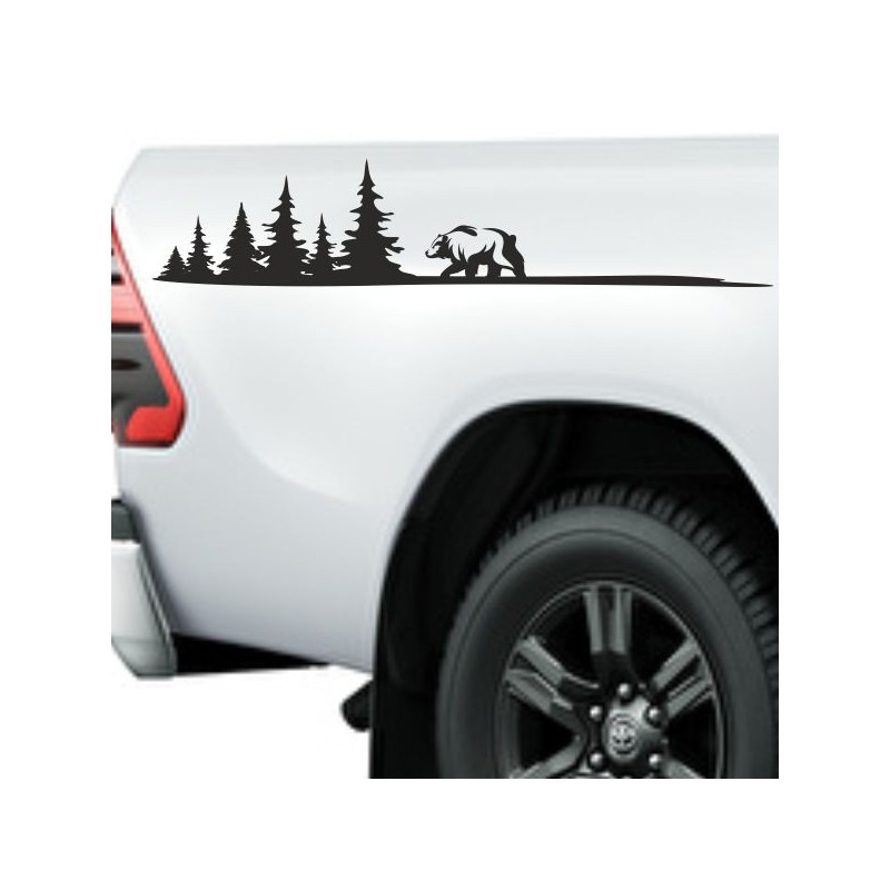 Aufkleber SET Offroad 4x4 Bär Grizzly Off Road Wild Wald Tanne Weg Auto 67