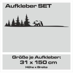 Aufkleber SET Offroad 4x4 Bär Grizzly Off Road Wild Wald Tanne Weg Auto 67
