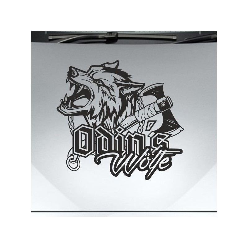 Aufkleber Auto Car Wikinger Viking Wölfe Wolf Runen Schwert Schild Rabe Runen Odin Odin´s Wölfe Böse Kette Valhalla Walhalla