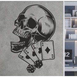 Wandaufkleber Totenkopf Skull Poker Karten Spiel Aufkleber Wand 03