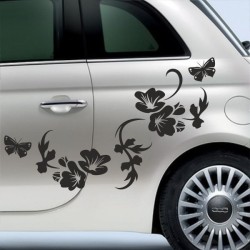 Aufkleber SET Auto Car Tattoo Style Seiten Tribal Dekor Pferd Gecko Power Blumen Ranke Fee Hexe Blumen Blüten Gecko Farbe