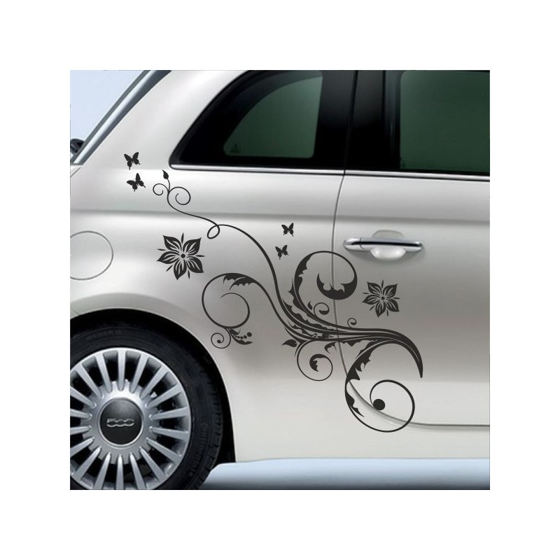 Aufkleber SET Auto Car Tattoo Style Seiten Tribal Dekor Pferd Gecko Power Blumen Ranke Fee Hexe Blumen Blüten Gecko Farbe