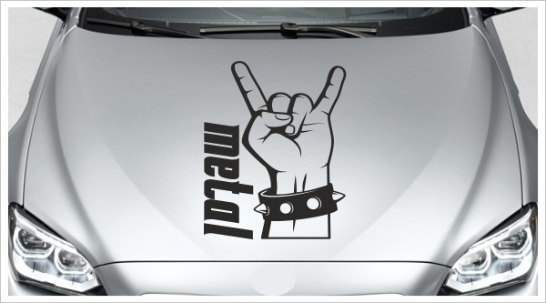 Motorhauben Auto Aufkleber Tattoo Rock Hand Metal Musik 122 - Der