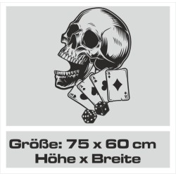 Wandaufkleber Totenkopf Skull Poker Karten Spiel Aufkleber Wand 03