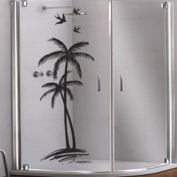 Aufkleber Glas Dekor Fenster Dusche Duschkabine Glas Tür Glastür Schaufenster Beschriftung Spa Wellness Meer Delphin Rose Wasser