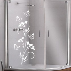 Aufkleber Glas Dekor Fenster Dusche Duschkabine Glas Tür Glastür Schaufenster Beschriftung Spa Wellness Meer Delphin Rose Wasser