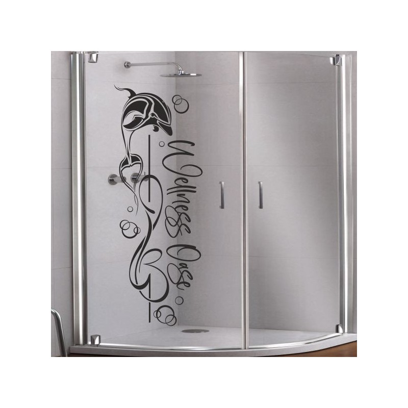 Aufkleber Glas Dekor Fenster Dusche Duschkabine Glas Tür Glastür Schaufenster Beschriftung Spa Wellness Meer Delphin Rose Wasser