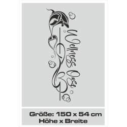 Aufkleber Glas Dekor Fenster Dusche Duschkabine Glas Tür Glastür Schaufenster Beschriftung Spa Wellness Meer Delphin Rose Wasser