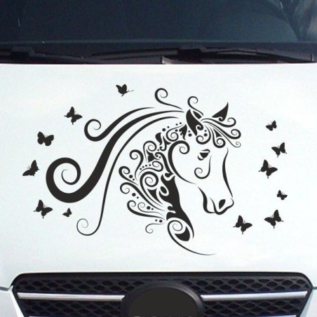 Aufleber Auto Pferd Fohlen Stute Hengst Hufeisen Glück Spruch Dekor Stall Pferdehof Reiten Sport Familie Ponny Kinder Tattoo