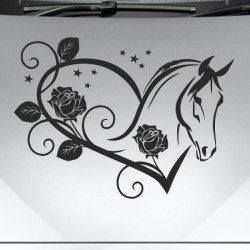 Aufleber Auto Pferd Fohlen Stute Hengst Hufeisen Glück Spruch Dekor Stall Pferdehof Reiten Sport Familie Ponny Kinder Tattoo