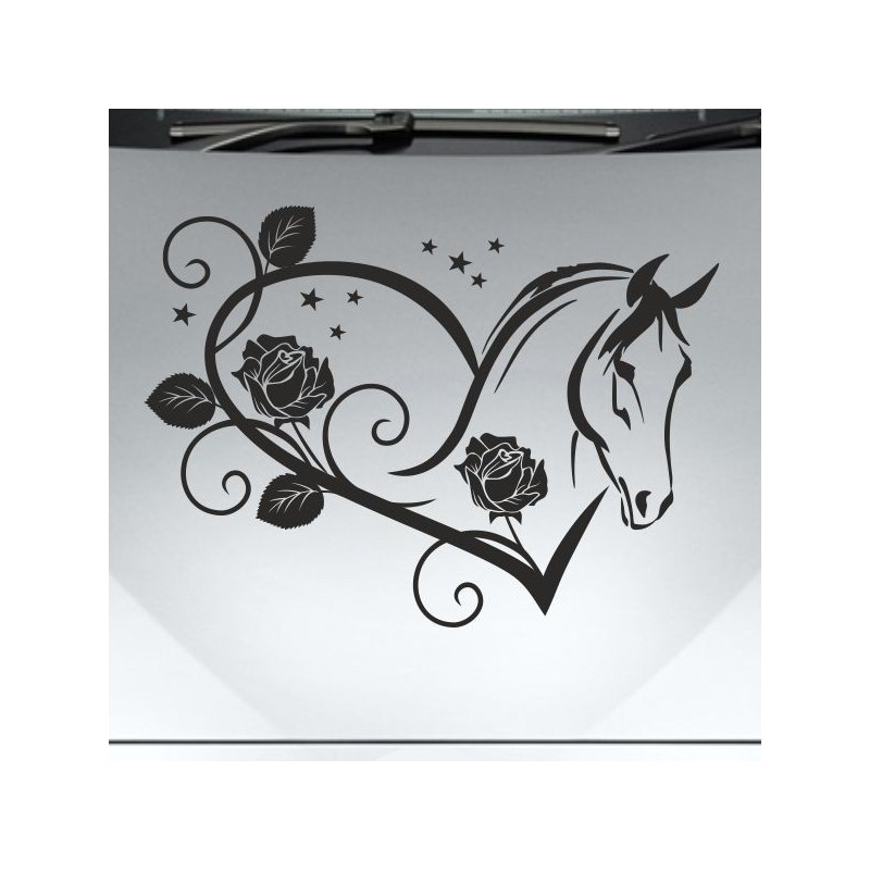 Aufleber Auto Pferd Fohlen Stute Hengst Hufeisen Glück Spruch Dekor Stall Pferdehof Reiten Sport Familie Ponny Kinder Tattoo