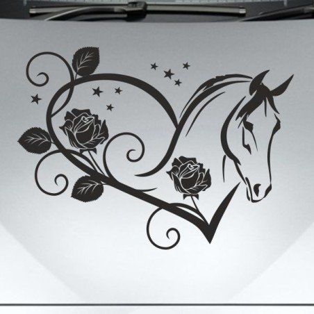 Aufleber Auto Pferd Fohlen Stute Hengst Hufeisen Glück Spruch Dekor Stall Pferdehof Reiten Sport Familie Ponny Kinder Tattoo