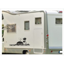 Wohnmobil Wohnwagen Caravan Camper Sonne Palme Möven 72  Aufkleber-SET