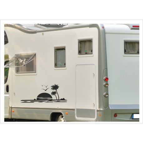 Wohnmobil Wohnwagen Caravan Camper Sonne Palme Möven 72  Aufkleber-SET