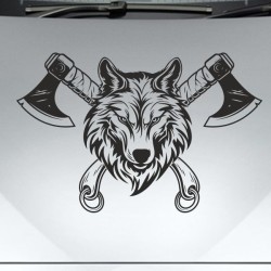 Aufkleber Auto Car Wikinger Viking Wölfe Wolf Runen Schwert Schild Rabe Runen Odin Odin´s Wölfe Böse Kette Valhalla Walhalla