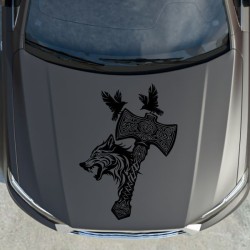 Aufkleber Auto Car Wikinger Viking Wölfe Wolf Runen Schwert Schild Rabe Runen Odin Odin´s Wölfe Böse Kette Valhalla Walhalla