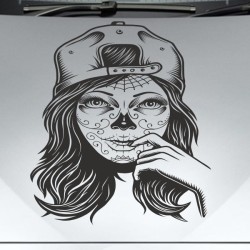 Aufkleber Sugar Skull Lady Catrina Tag der Toten mexianischer Feiertag Dia de los Muertos Ehre Feiere das Gedenken der Toten