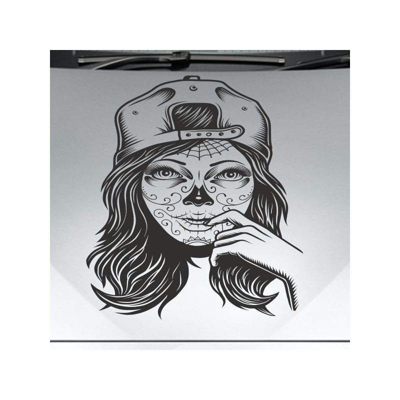Aufkleber Sugar Skull Lady Catrina Tag der Toten mexianischer Feiertag Dia de los Muertos Ehre Feiere das Gedenken der Toten