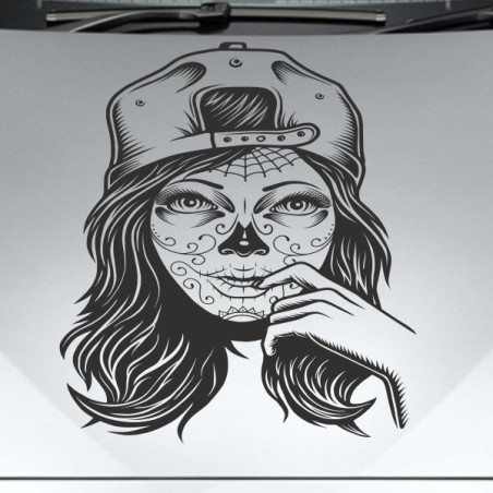 Aufkleber Sugar Skull Lady Catrina Tag der Toten mexianischer Feiertag Dia de los Muertos Ehre Feiere das Gedenken der Toten