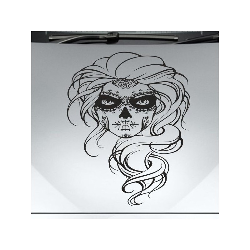 Aufkleber Sugar Skull Lady Catrina Tag der Toten mexianischer Feiertag Dia de los Muertos Ehre Feiere das Gedenken der Toten