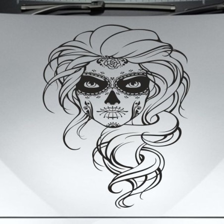 Aufkleber Sugar Skull Lady Catrina Tag der Toten mexianischer Feiertag Dia de los Muertos Ehre Feiere das Gedenken der Toten