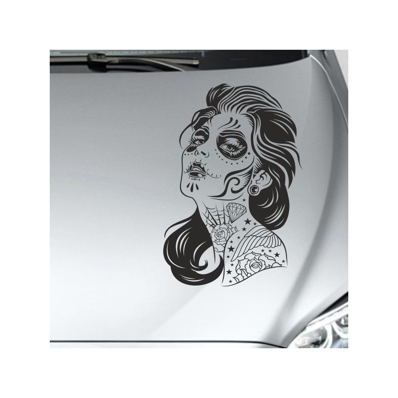 Aufkleber Sugar Skull Lady Catrina Tag der Toten mexianischer Feiertag Dia de los Muertos Ehre Feiere das Gedenken der Toten