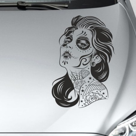 Aufkleber Sugar Skull Lady Catrina Tag der Toten mexianischer Feiertag Dia de los Muertos Ehre Feiere das Gedenken der Toten