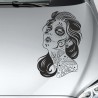 Aufkleber Sugar Skull Lady Catrina Tag der Toten mexianischer Feiertag Dia de los Muertos Ehre Feiere das Gedenken der Toten