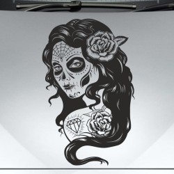 Aufkleber Sugar Skull Lady Catrina Tag der Toten mexianischer Feiertag Dia de los Muertos Ehre Feiere das Gedenken der Toten