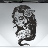 Aufkleber Sugar Skull Lady Catrina Tag der Toten mexianischer Feiertag Dia de los Muertos Ehre Feiere das Gedenken der Toten