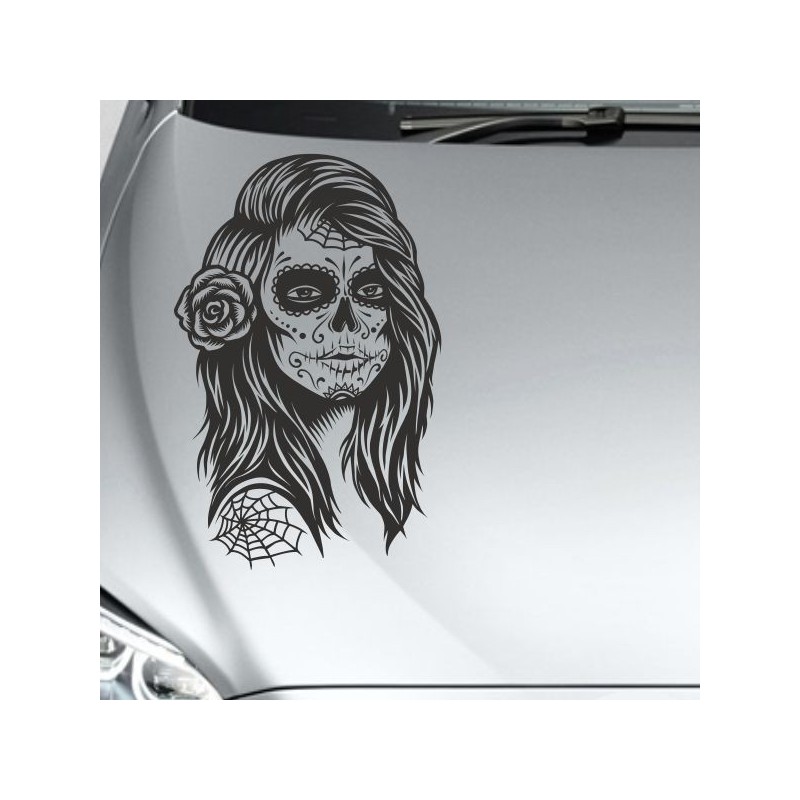 Aufkleber Sugar Skull Lady Catrina Tag der Toten mexianischer Feiertag Dia de los Muertos Ehre Feiere das Gedenken der Toten
