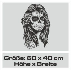 Aufkleber Sugar Skull Lady Catrina Tag der Toten mexianischer Feiertag Dia de los Muertos Ehre Feiere das Gedenken der Toten